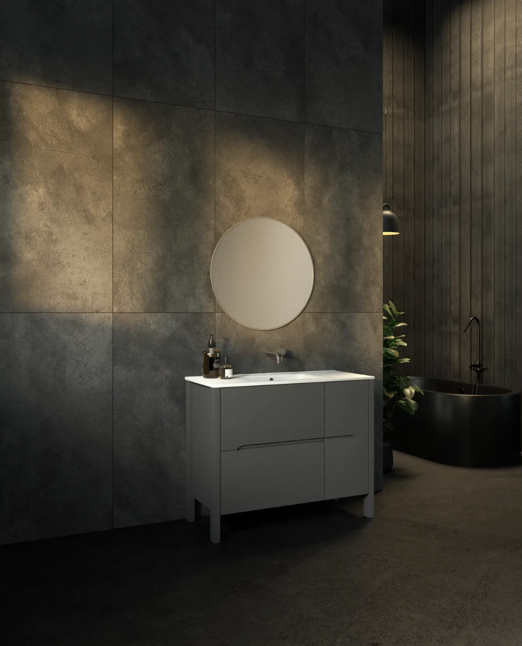 ארון אמבט סן פרנסיסקו עם כיור חרס אינטגרלי