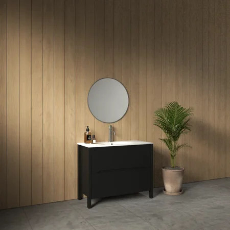 ארון אמבט ניו יורק עם כיור חרס אינטגרלי