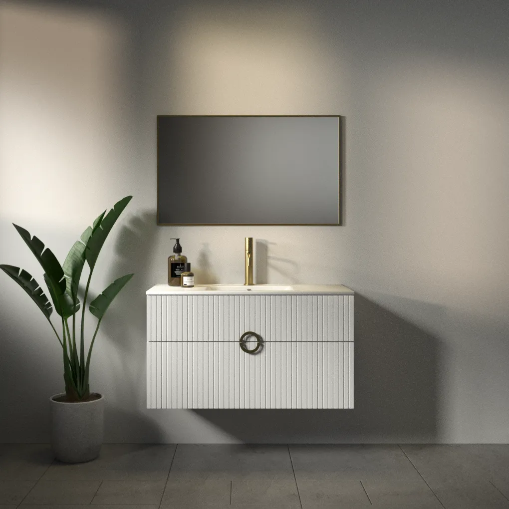 ארון אמבט אלבמה עם כיור חרס אינטגרלי