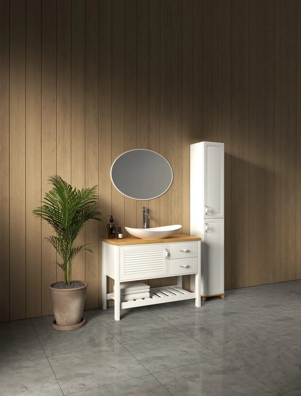 ארון אמבט רומא עם משטח בוצ'ר