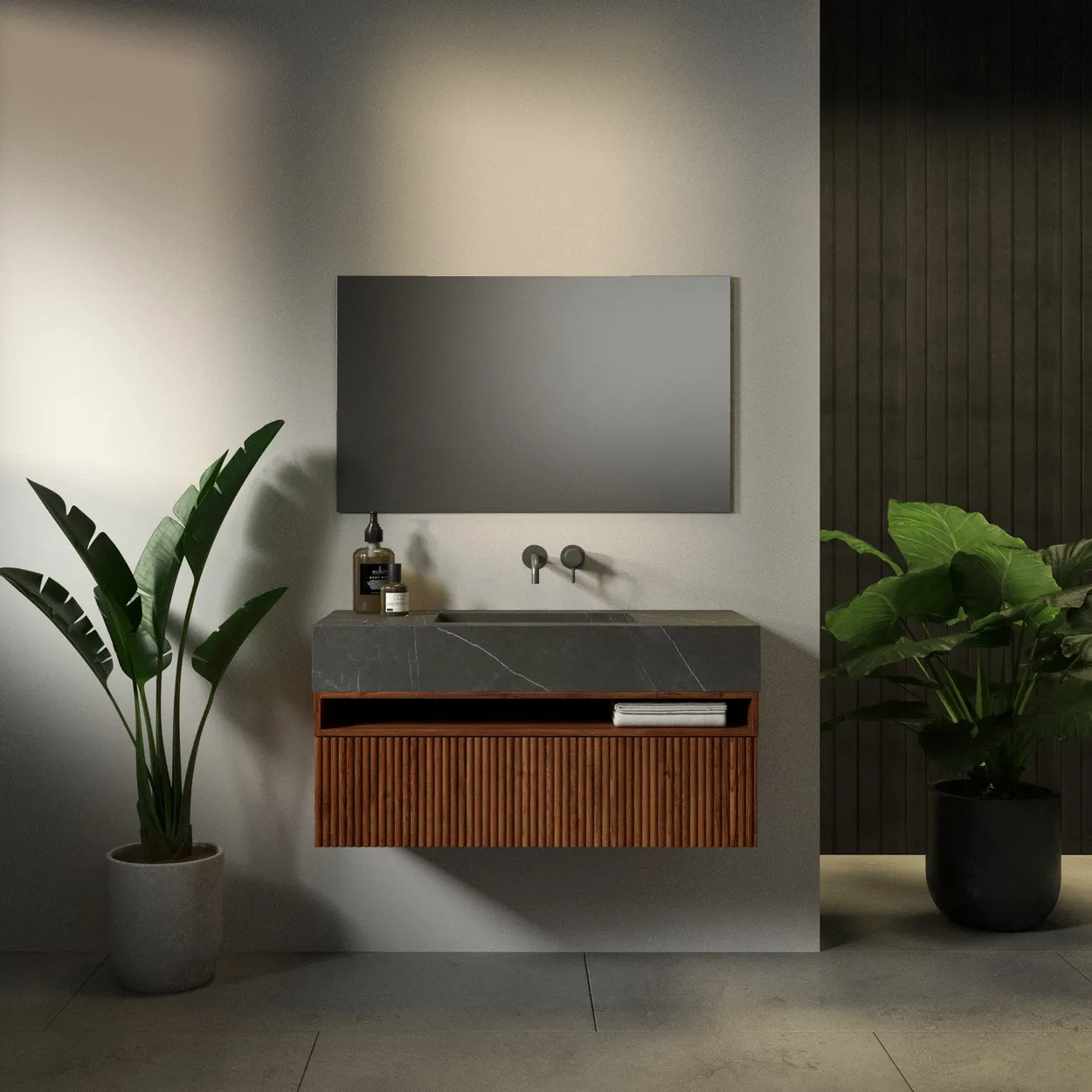 ארון אמבט איביזה עם כיור גרניט