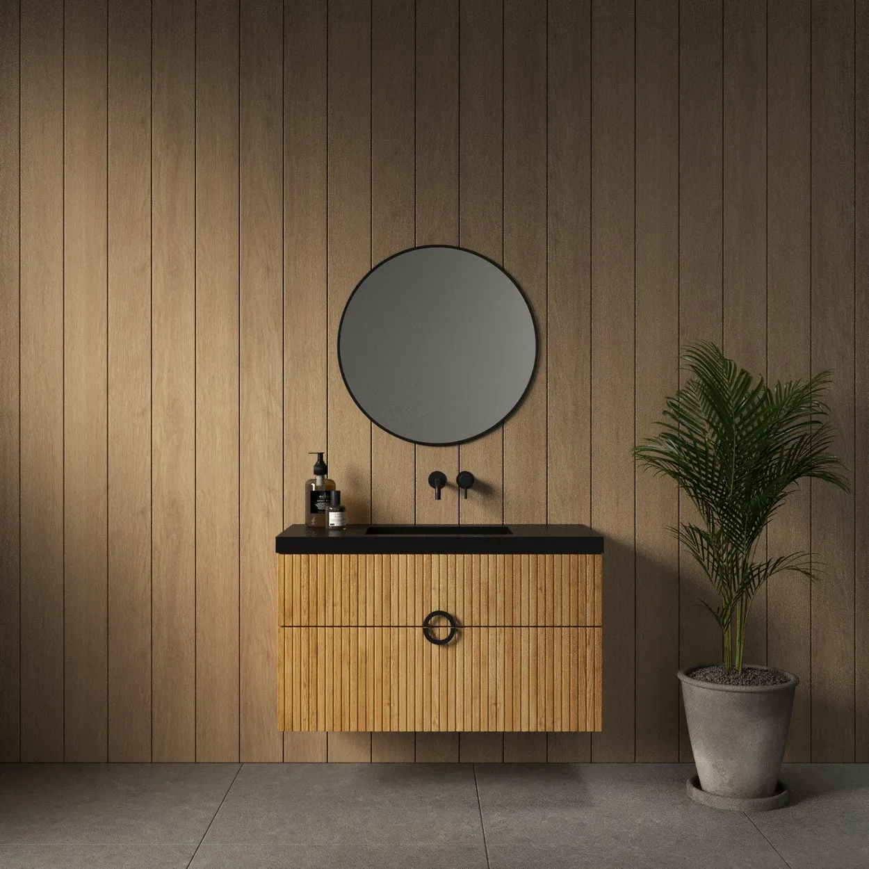 ארון אמבט אלבמה עם כיור גרניט