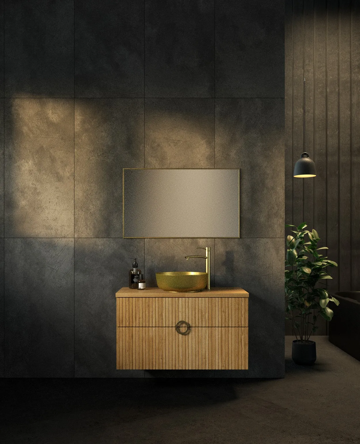 ארון אמבט אלבמה עם משטח בוצ'ר