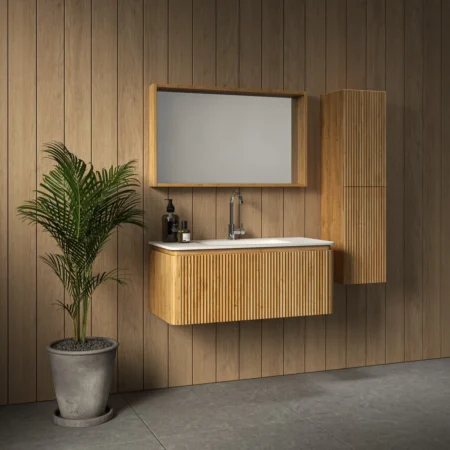 ארון אמבט גליל עם כיור חרס אינטגרלי