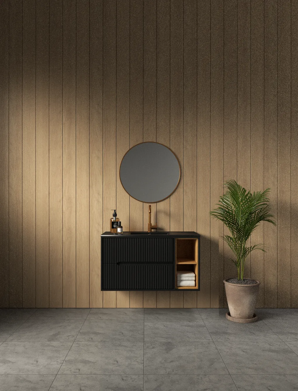 ארון אמבט דבלין עם כיור חרס אינטגרלי