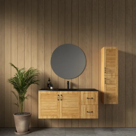 ארון אמבט ורונה עם כיור חרס אינטגרלי