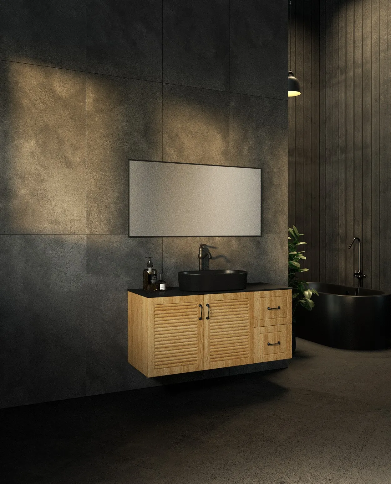 ארון אמבט ורונה עם משטח גרניט