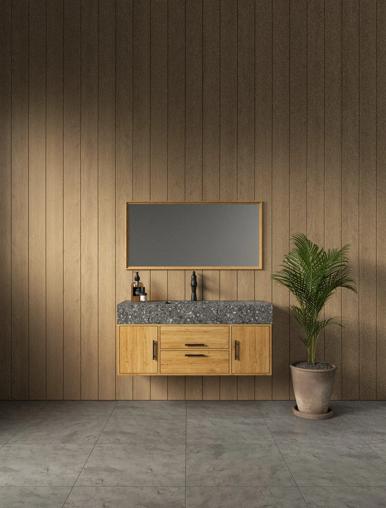 ארון אמבט טקסס עם כיור גרניט