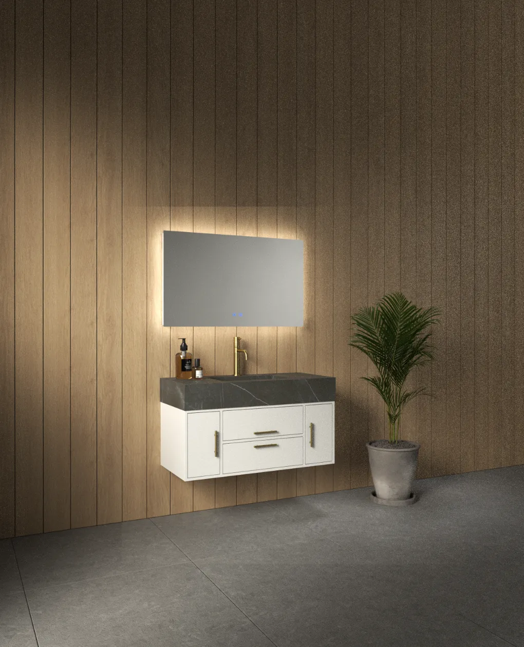 ארון אמבט טקסס עם כיור גרניט פורצלן