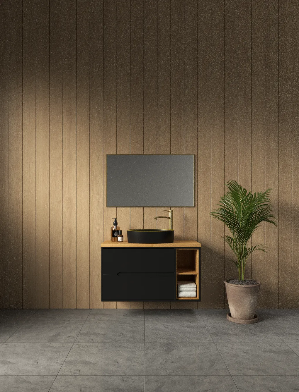 ארון אמבט יוסטון עם משטח בוצ'ר