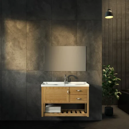 ארון אמבט לורטו עם כיור חרס אינטגרלי