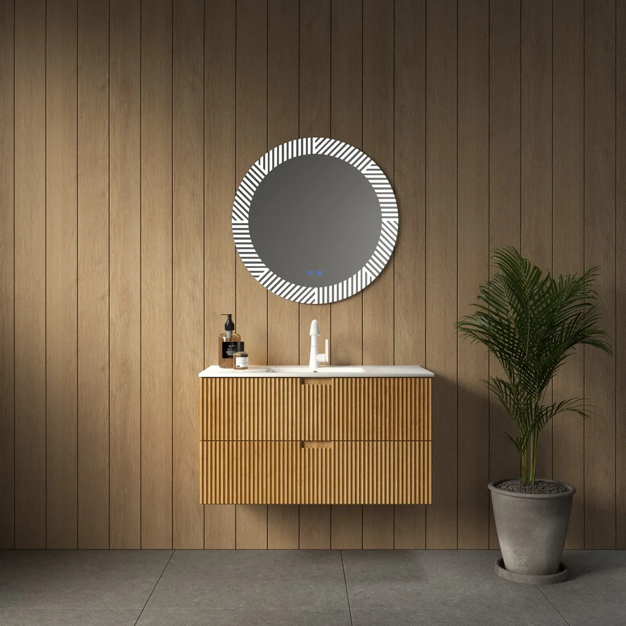 ארון אמבט ליברפול עם כיור חרס אינטגרלי