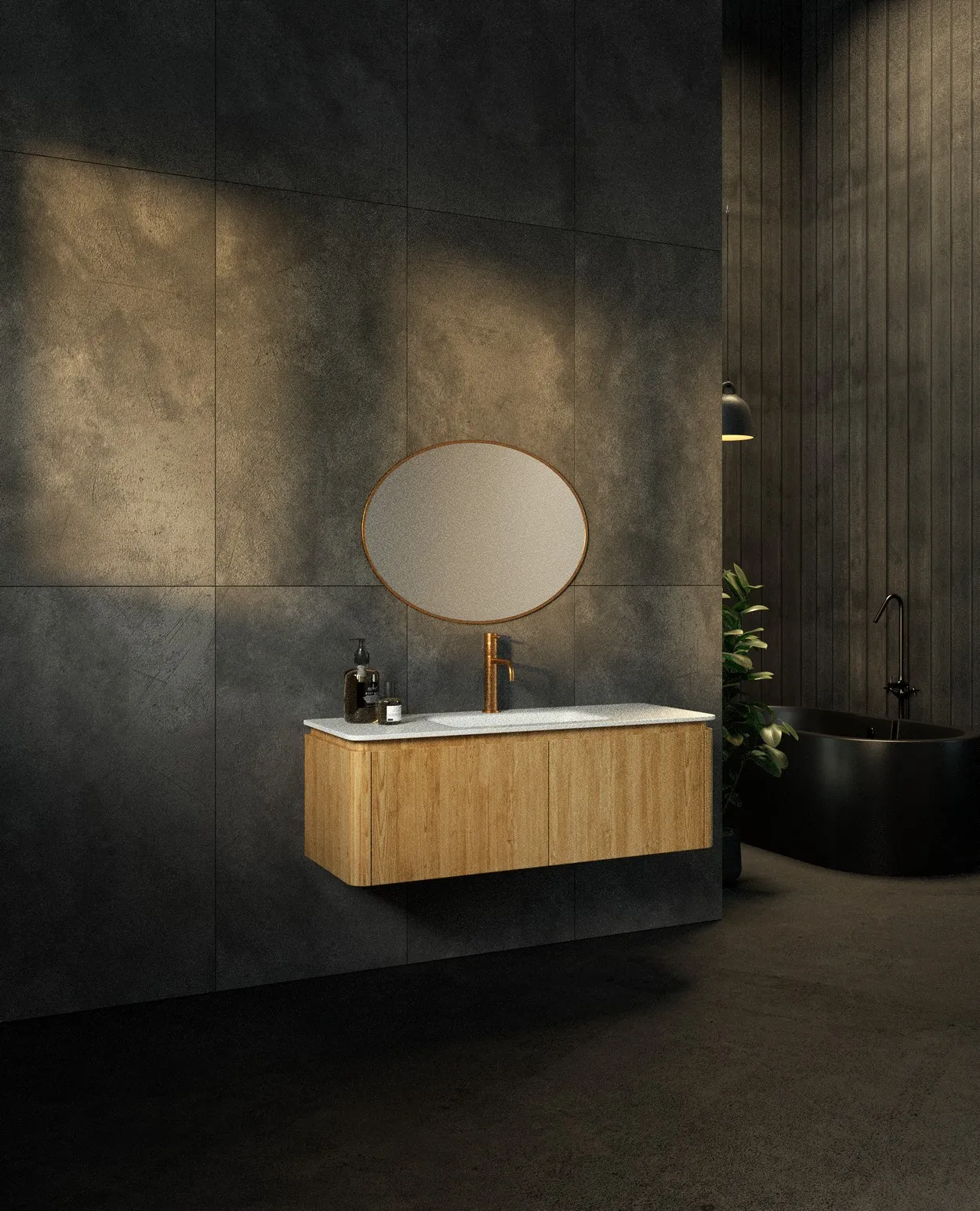 ארון אמבט מדריד עם כיור חרס אינטגרלי