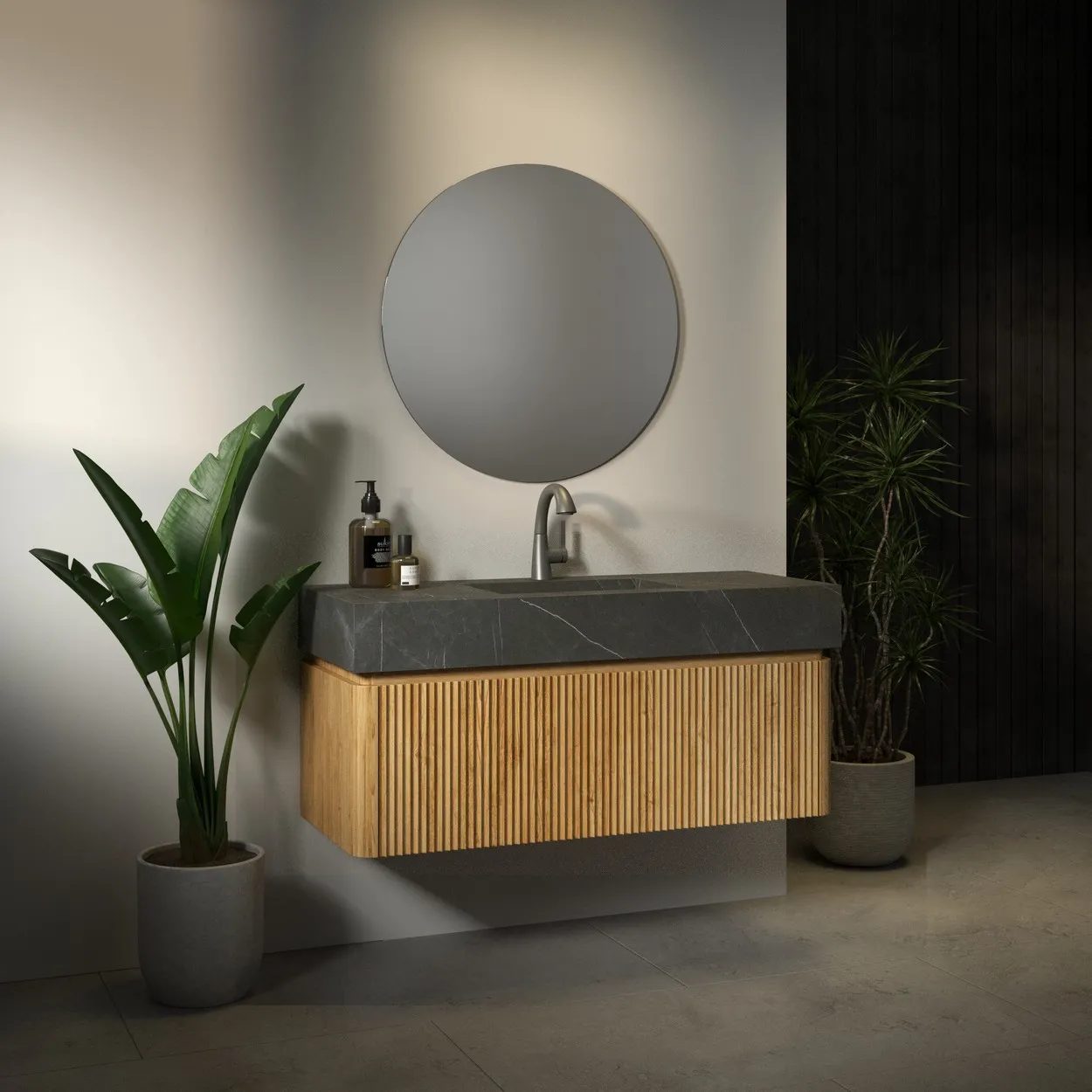 ארון אמבט מעיין עם כיור גרניט