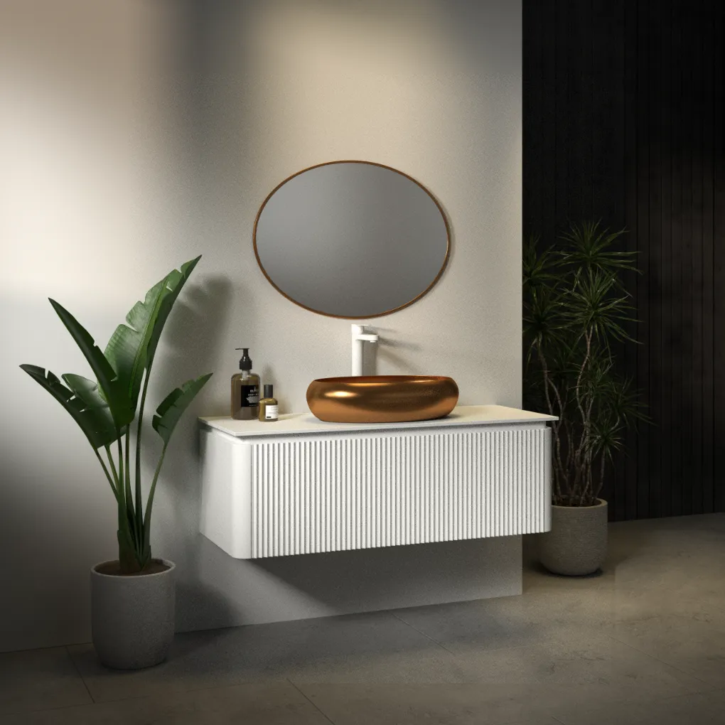 ארון אמבט מעיין עם כיור חרס אינטגרלי