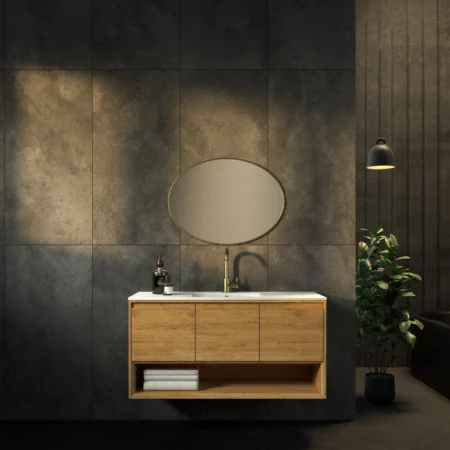 ארון אמבט ניו אורלינס עם כיור חרס אינטגרלי