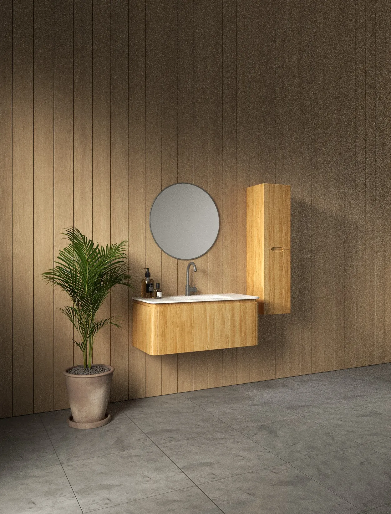 ארון אמבט סביליה עם כיור חרס אינטגרלי