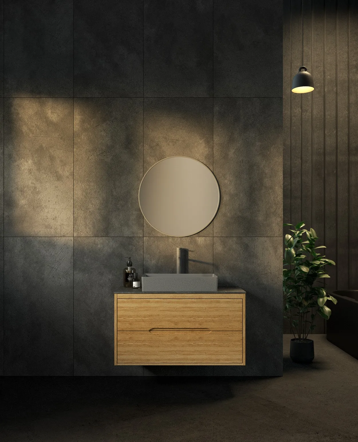 ארון אמבט סיאטל עם משטח גרניט