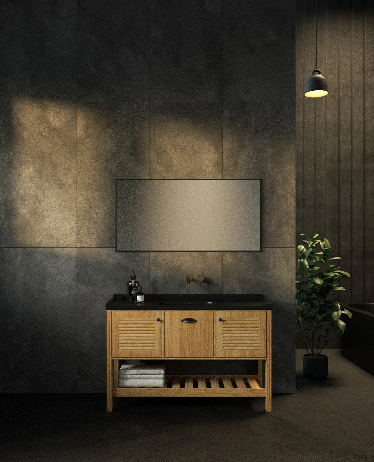 ארון אמבט סיינה עם כיור חרס אינטגרלי