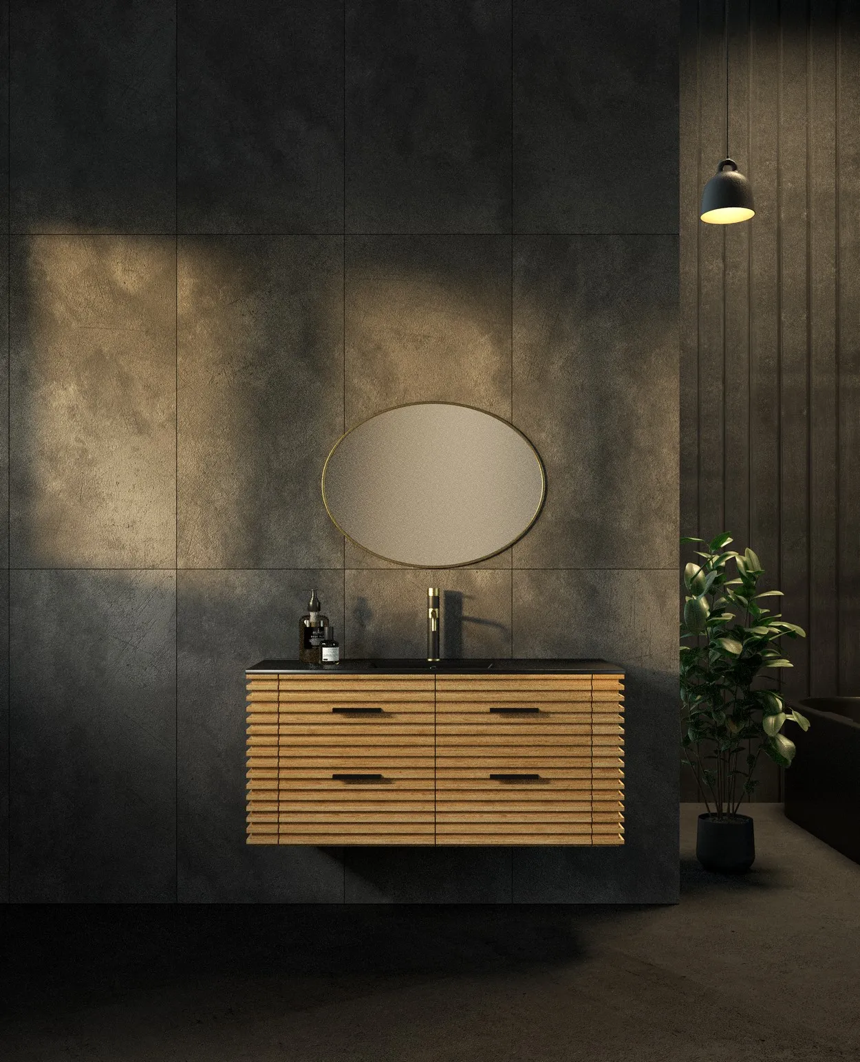 ארון אמבט סלבדור עם כיור חרס אינטגרלי