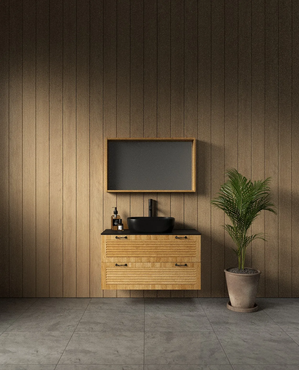 ארון אמבט פלרמו עם משטח גרניט