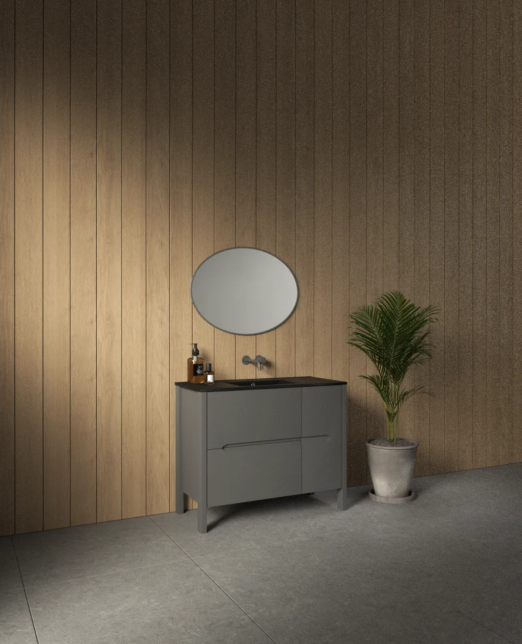 ארון אמבט קווינס עם כיור חרס אינטגרלי