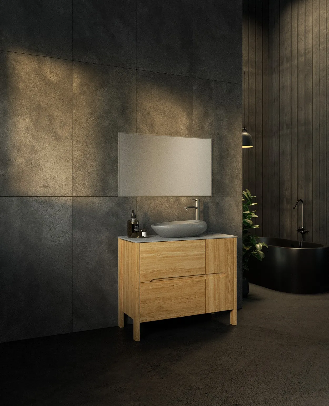 ארון אמבט קווינס עם משטח גרניט