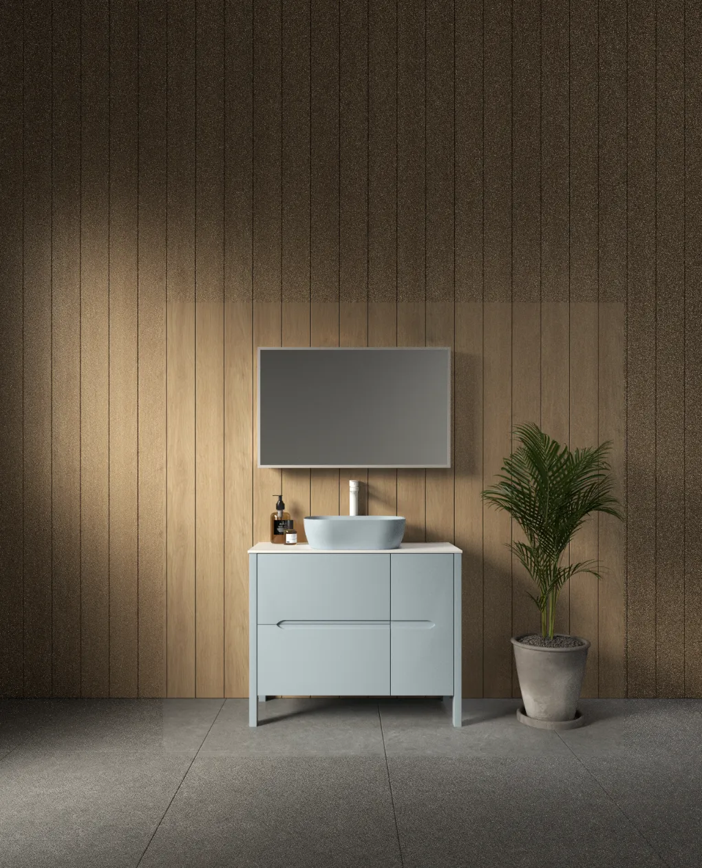 ארון אמבט קווינס עם משטח גרניט פורצלן