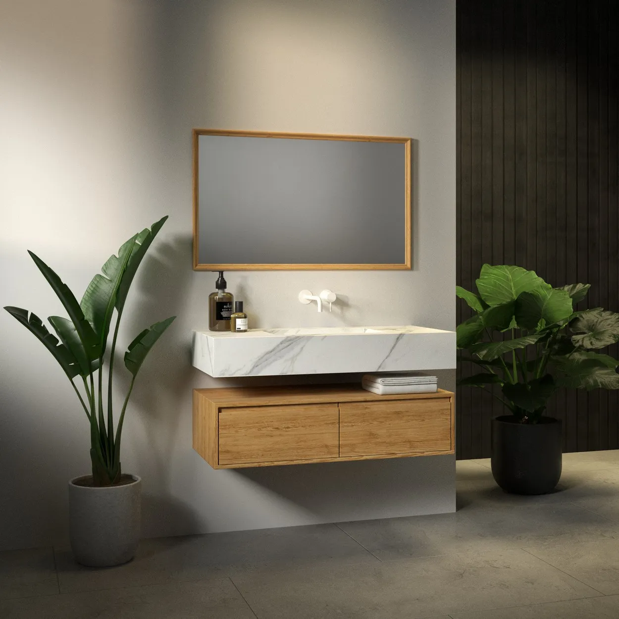 ארון אמבט קמילה עם כיור גרניט