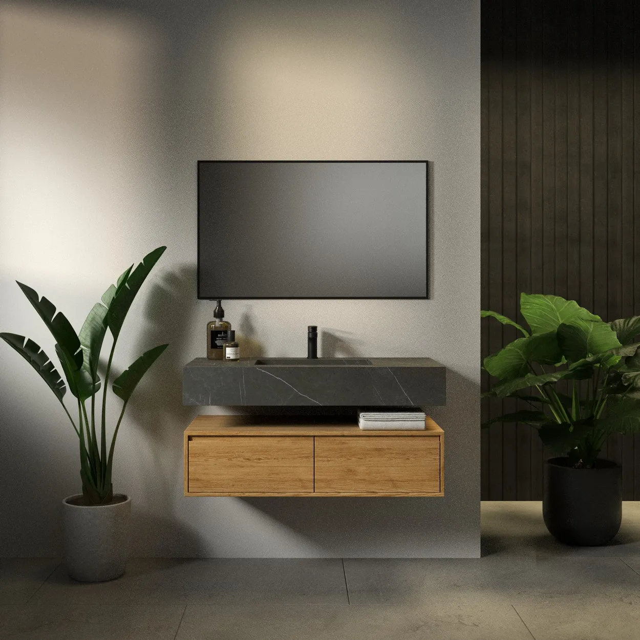 ארון אמבט קמילה עם כיור גרניט