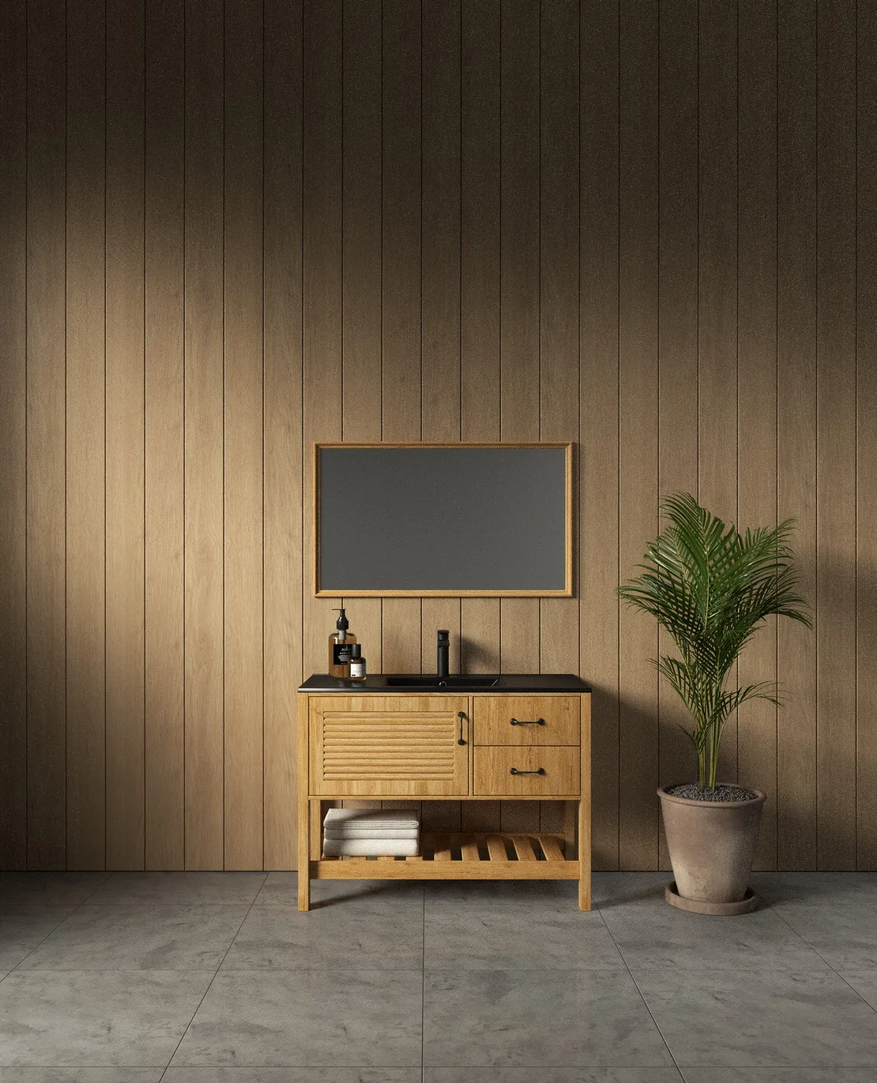 ארון אמבט רומא עם כיור חרס אינטגרלי