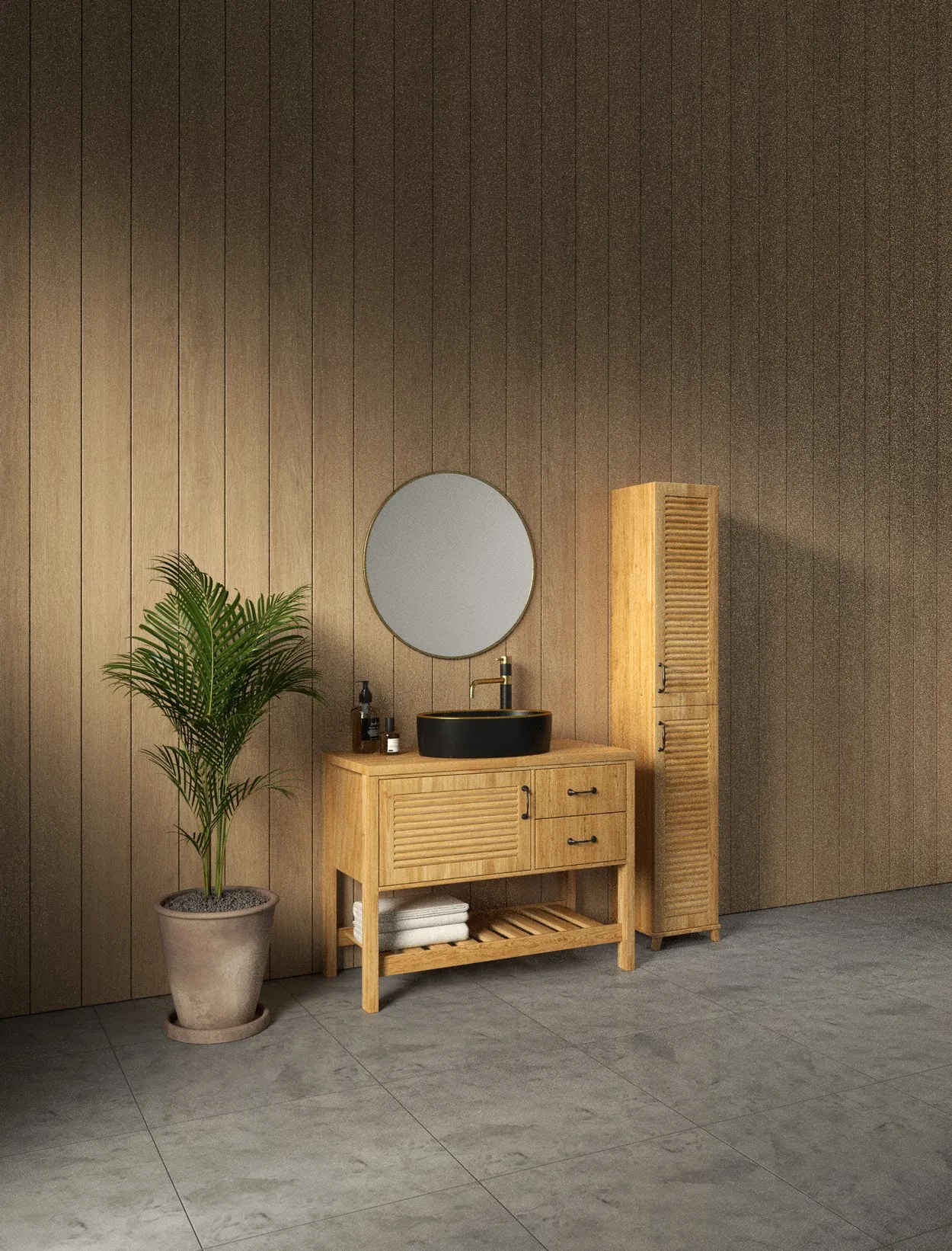 ארון אמבט רומא עם משטח בוצ'ר