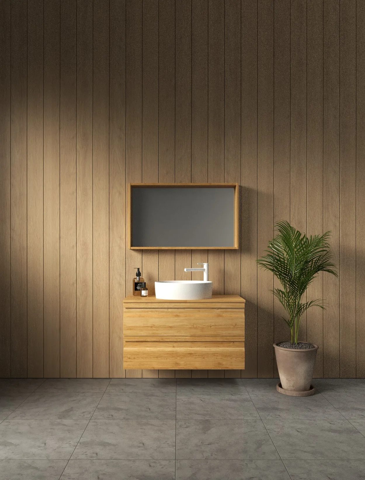 ארון אמבט ריבר עם משטח בוצ'ר