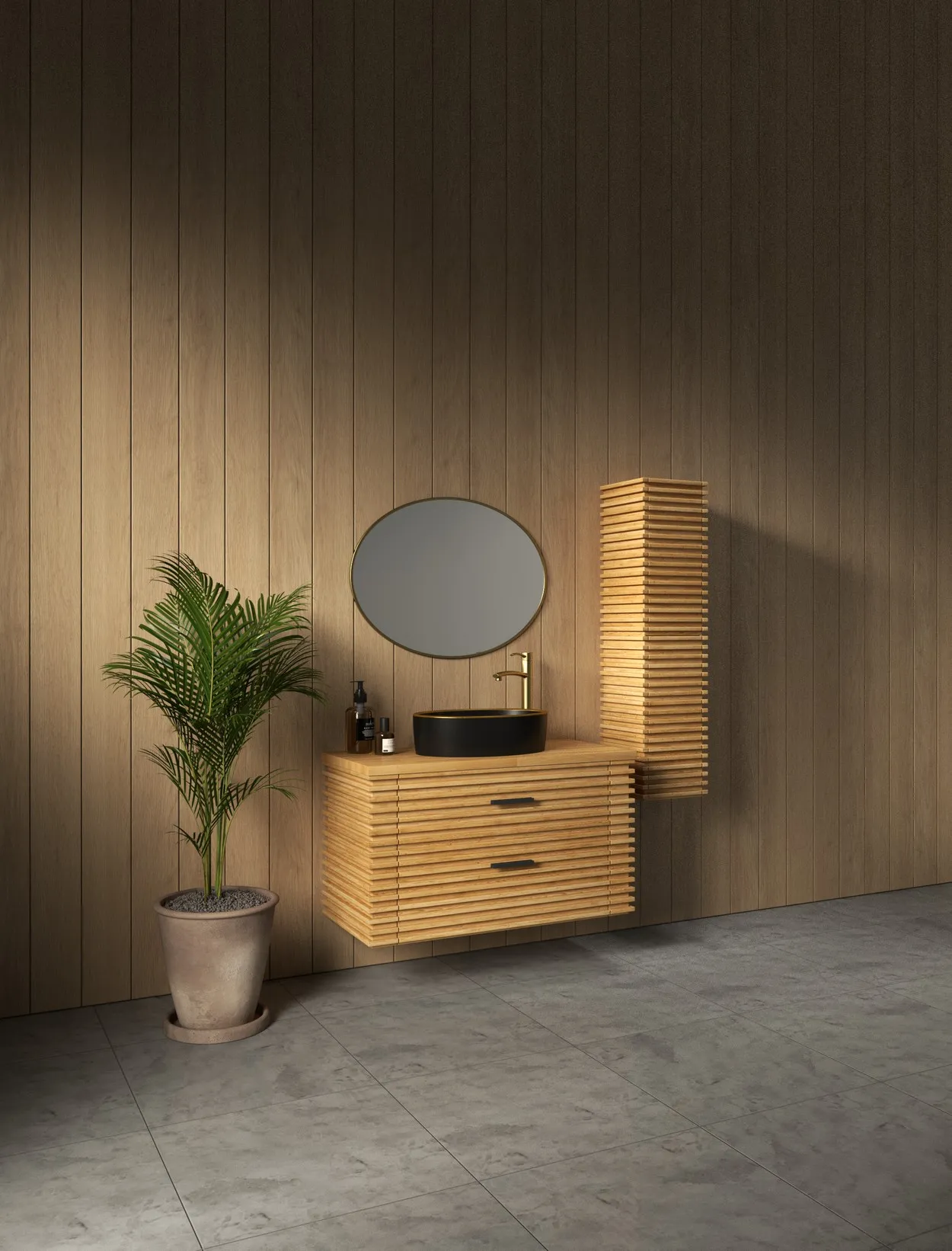 ארון אמבט ריו עם משטח בוצ'ר