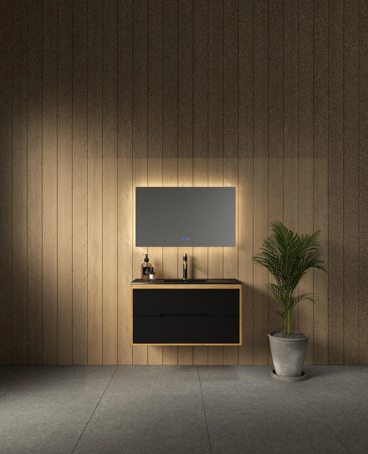 ארון אמבט שיקגו עם כיור חרס אינטגרלי