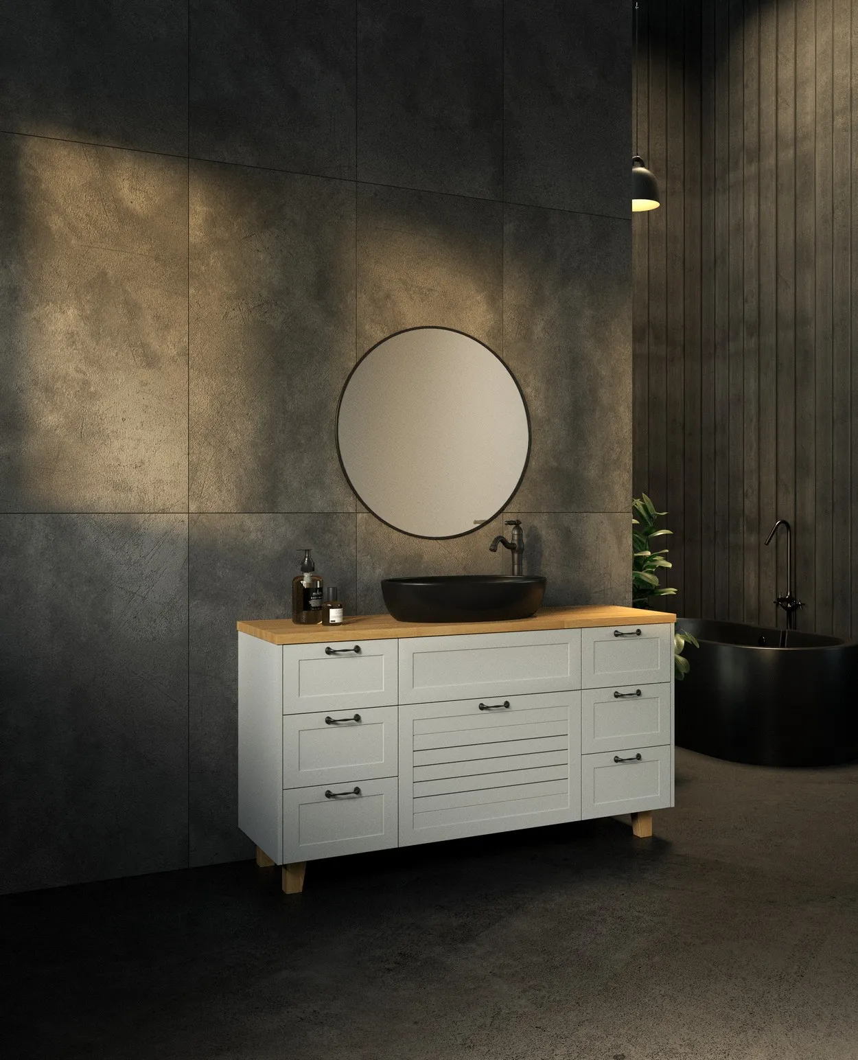 ארון אמבט וושינגטון עם משטח בוצ'ר