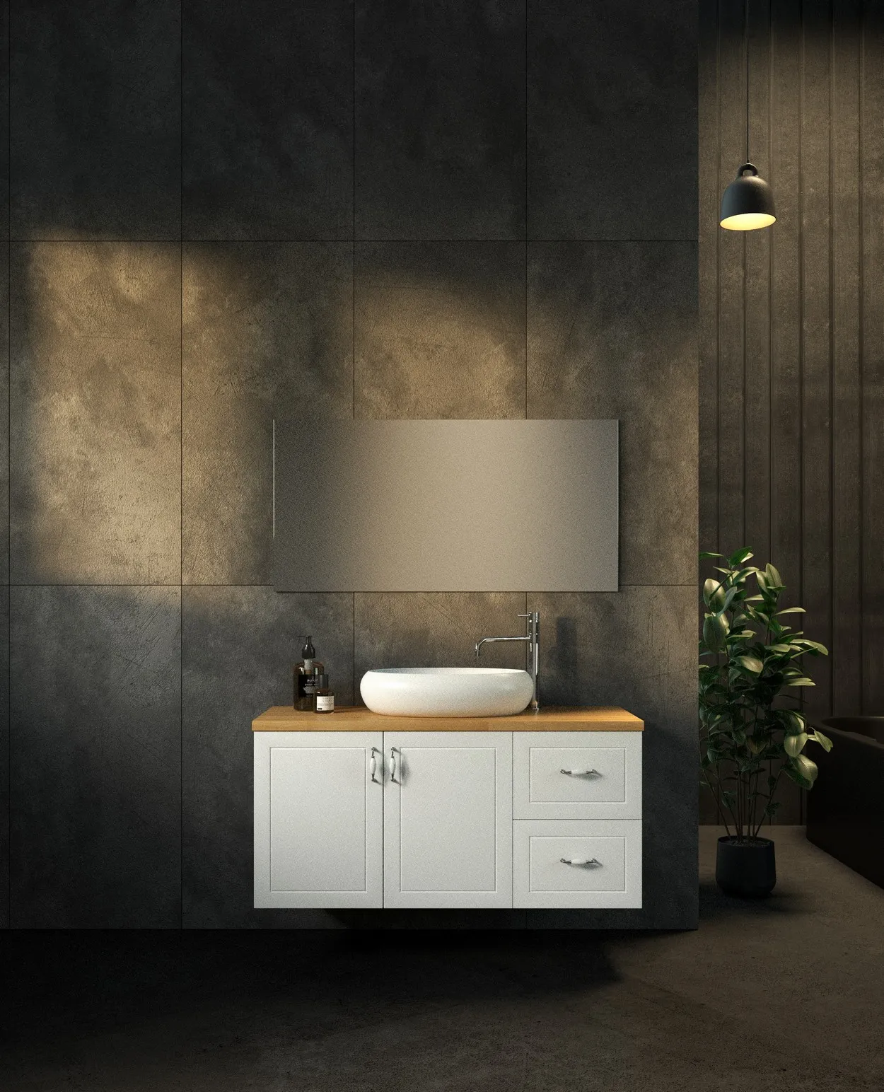 ארון אמבט ורונה עם משטח בוצ'ר