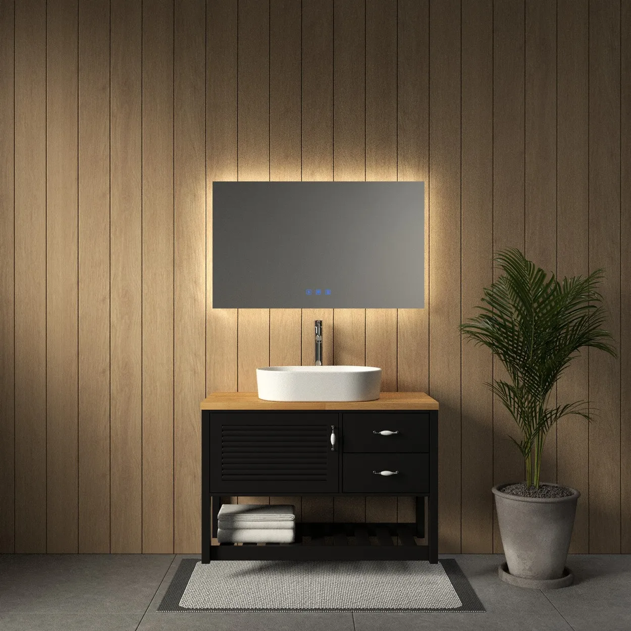 ארון אמבט לורטו עם משטח בוצ'ר