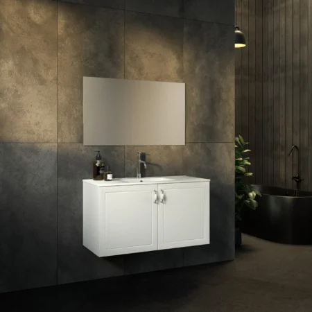 ארון אמבט רנסנס עם כיור חרס אינטגרלי